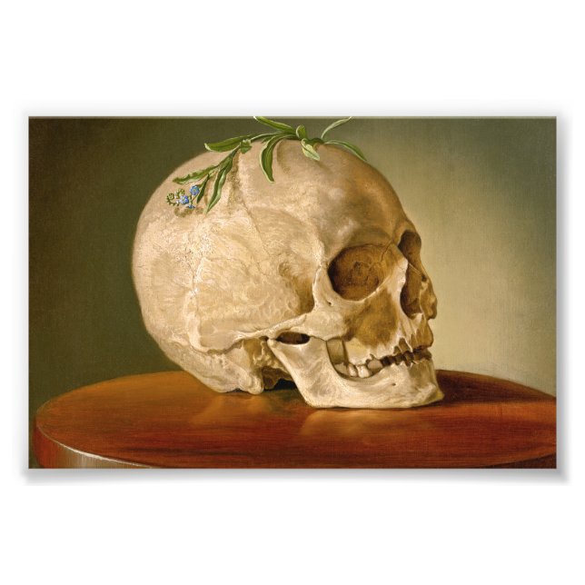 Skull and Forget Me Not Photo Print (Front)