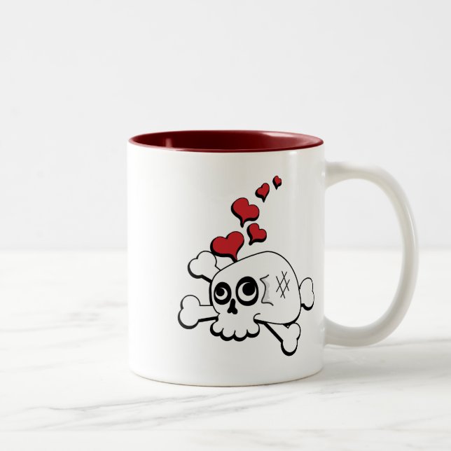 Skull and Hearts Two-Tone Coffee Mug (Right)