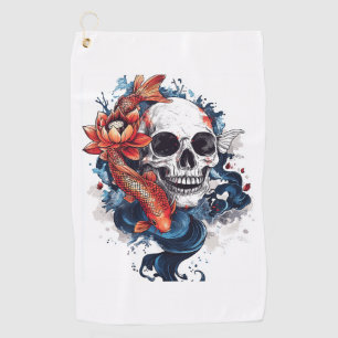 Skull and Koi Serenity Golf Towel