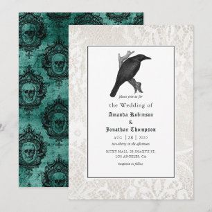 Skull and Lace Gothic Wedding Invitation