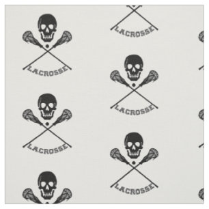 Skull and Lacrosse Sticks Fabric