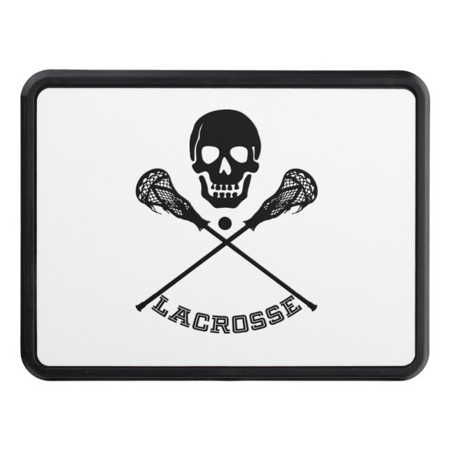Skull and Lacrosse Sticks Trailer Hitch Cover (Front)