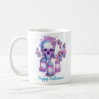Skull and Moths Halloween Coffee Mug