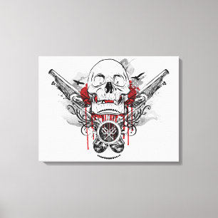 Skull and Pirate Pistols Vector Graphic Canvas Print