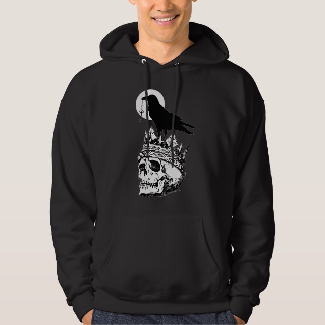 Skull and Raven Gothic Art Hoodie (Front)