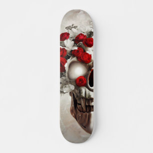 Skull and Red Roses Skateboard