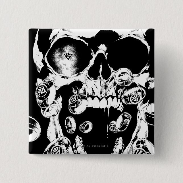 Skull and Rings 2 Inch Square Button (Front)