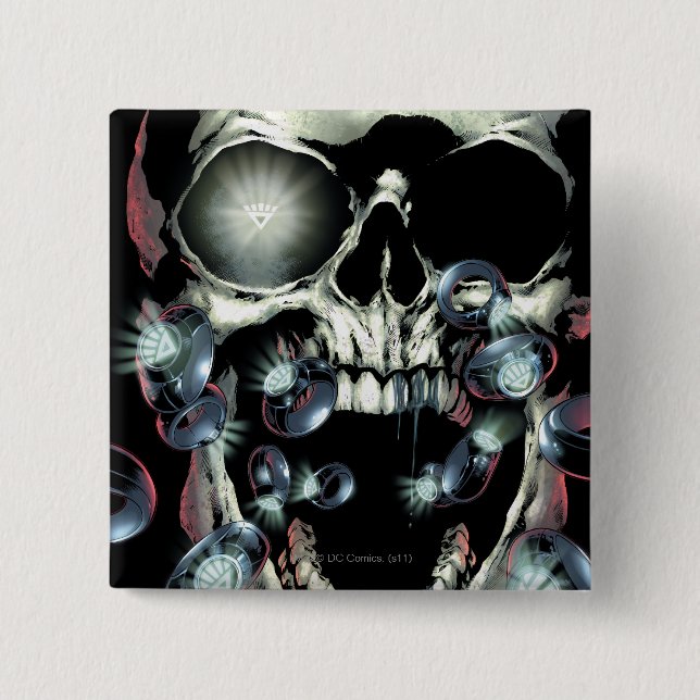 Skull and Rings - Colour 2 Inch Square Button (Front)