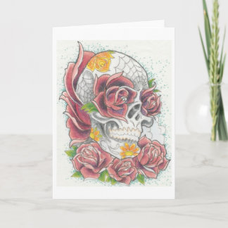 Skull and rose greeting card by Dana Tyrrell