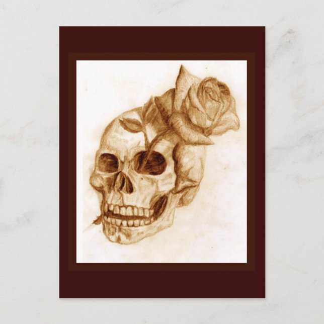 Skull and Rose Postcard (Front)