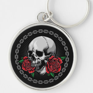Skull and Roses Keychain