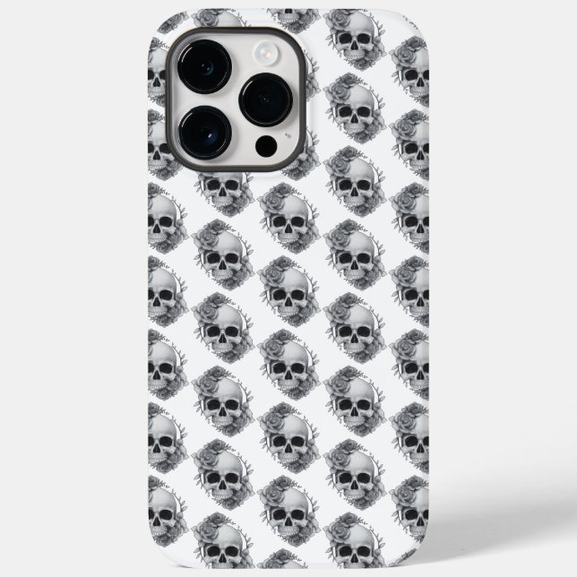Skull and Roses Sketch Case-Mate iPhone Case (Back)