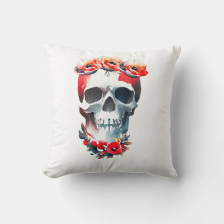 Skull And Roses Throw Pillow