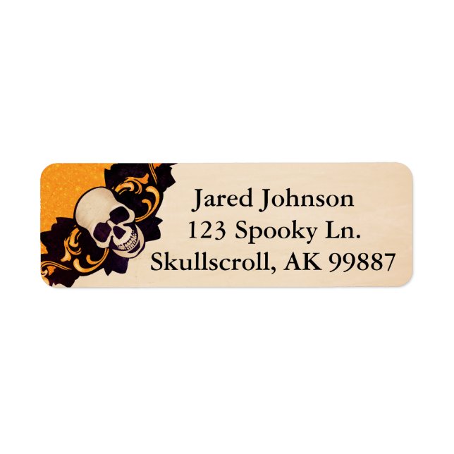 Skull and Scroll Halloween Address Labels (Front)