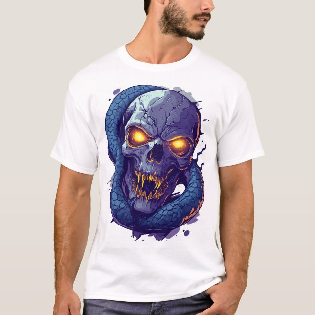 Skull and Serpent Duel T-Shirt (Front)