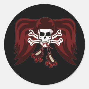 skull and skates classic round sticker