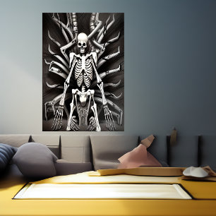 Skull and skeleton AI Art Poster