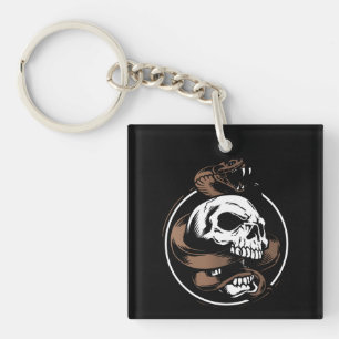 Skull and Snake Design: Squeeze of Fate Keychain