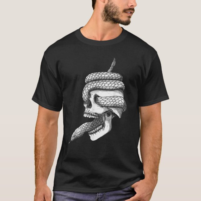 Skull and Snake   Ideas for Goth Emo Men Women T-Shirt (Front)