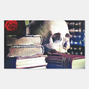 Skull and spell book on gifts, clothing, and cards sticker