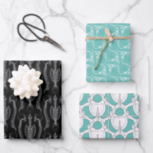 Skull and Spine Bones Wrapping Paper Sheet
