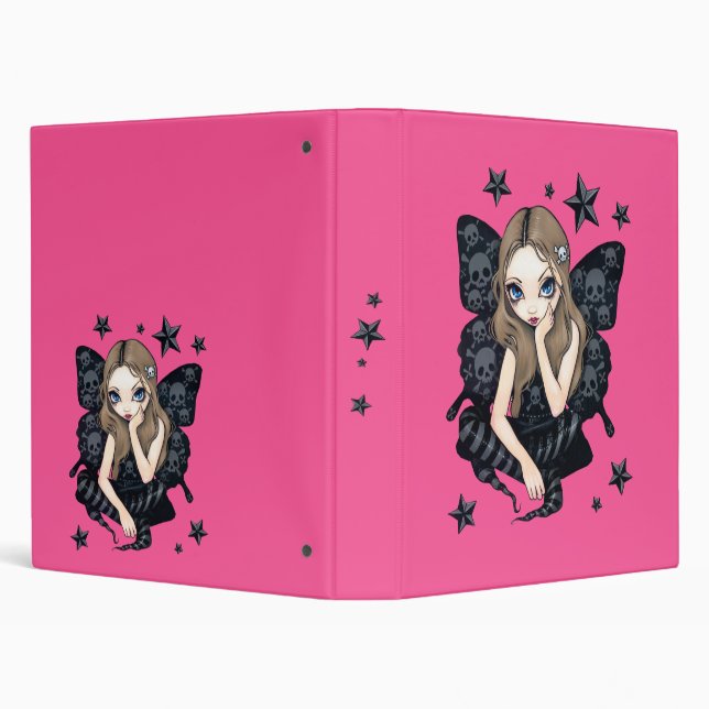 Skull and Stars Pink Gothic Fairy Binder (Background)