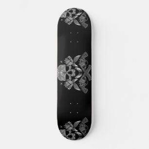 Skull and Stars with Roses and Crossed Guns Skateboard