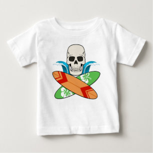 Skull and Surfboards Jolly Roger Pirate Flag Baby T-Shirt