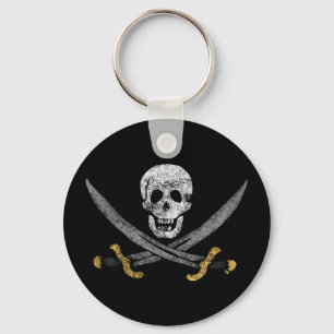 Skull and Swords Jolly Roger Pirate Flag Keychain