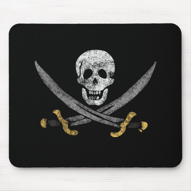 Skull and Swords Pirate Flag Mouse Pad (Front)
