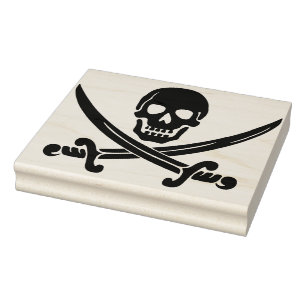 Skull and swords silhouette art stamp