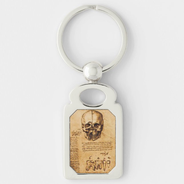SKULL AND TEETH ,DENTAL CLINIC ,DENTIST Parchment Keychain (Front)