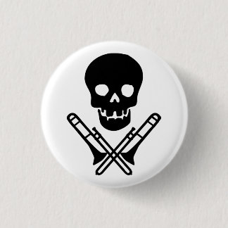 skull and trombones 1 inch round button