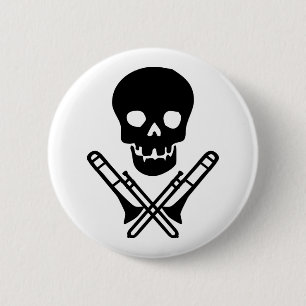 skull and trombones 2 inch round button