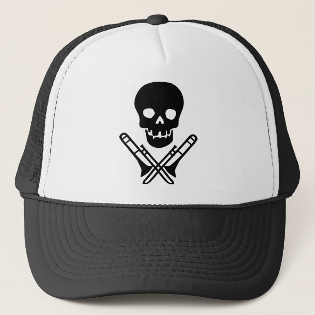 skull and trombones trucker hat (Front)