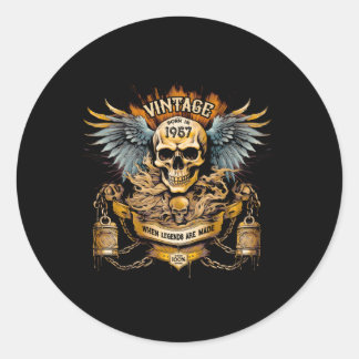 Skull And Wings Born In 1957 All Original Classic Round Sticker