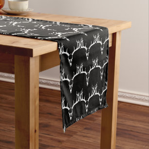 Skull Antlers Rack Rustic Pattern Any Colour Short Table Runner