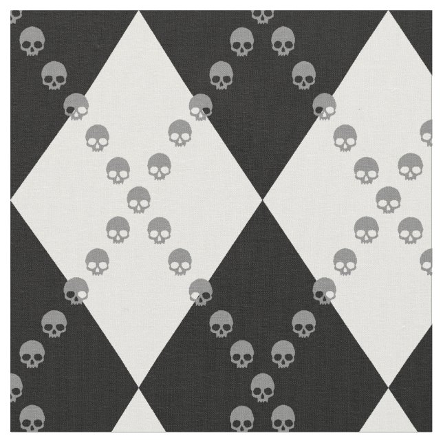Skull Argyle Pattern Fabric (Close Up)