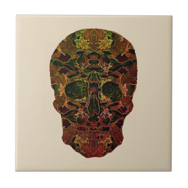 Skull Art Ceramic Photo Tile (Front)