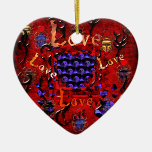 Skull Art Valentine Ceramic Ornament