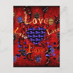 Skull Art Valentine Holiday Postcard