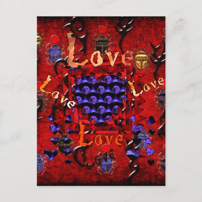 Skull Art Valentine Holiday Postcard (Front)