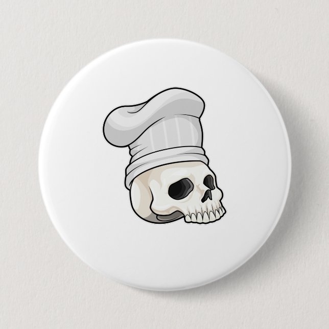Skull as Cook with Chef hat 3 Inch Round Button (Front)