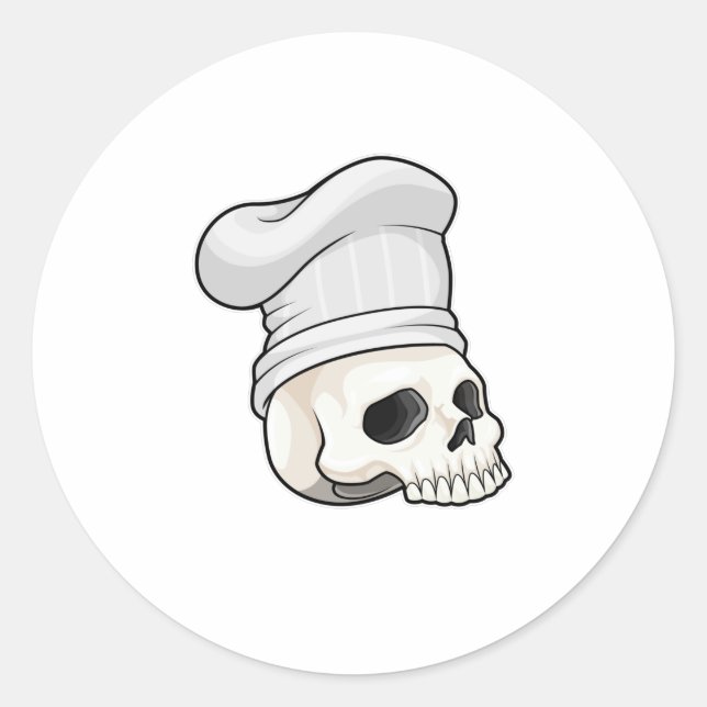 Skull as Cook with Chef hat Classic Round Sticker (Front)