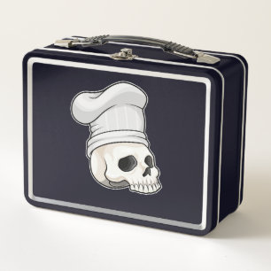 Skull as Cook with Chef hat Metal Lunch Box