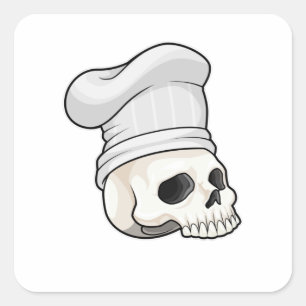 Skull as Cook with Chef hat Square Sticker