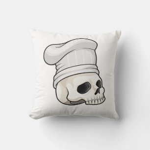 Skull as Cook with Chef hat Throw Pillow