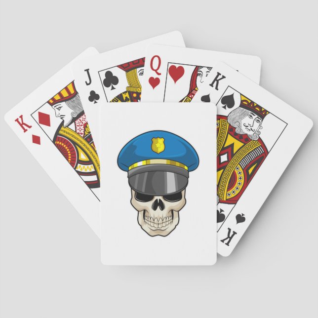 Skull as Police officer with Police hat Playing Cards (Back)