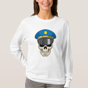 Skull as Police officer with Police hat T-Shirt