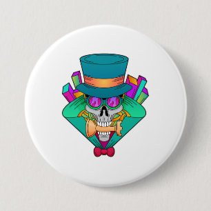 Skull at Chess with Chess piece Rook 3 Inch Round Button